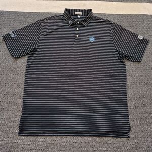 Peter Millar Scotty Cameron Mens Black W/ Blue Stripe Golf Polo Size XXL